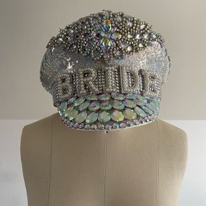 Bride rhinestone captain hat